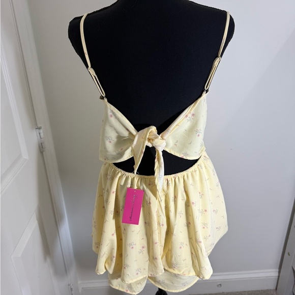 Streetwear Society Yellow and Pink Romper with Spaghetti Straps - Picture 2 of 4